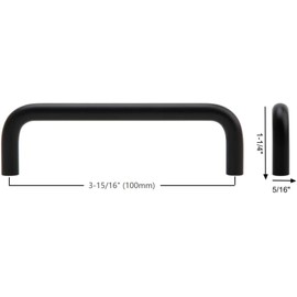 Silverline P5101/ P5102/ P5103 Solid Wire Pulls Ultra-Minimal Cabinet Handles for Cupboard Drawer Pulls (10, Matte Black, Centers 3-15/16" (100mm))