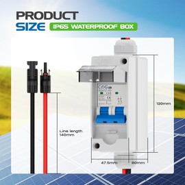 Solar Panel Disconnect Switch, CGELE 40 Amp DC 500V Breaker Box PV Disconnect Switch Miniature Circuit Breaker with IP65 Waterproof Box
