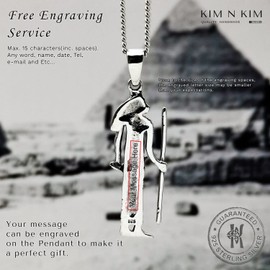 Egyptian Goddess Bastet Pendant Necklace, Egyptian Cat, Ankh Cross, Free Engraving,Solid 925 Sterling Silver,Quality -KimnKim E15-2