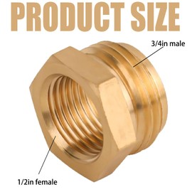 3PCS Lexziuo Garden Hose Connectors, 3/4in GHT Male to 1/2in Female, Brass Accessories for Easy Hose Replacement