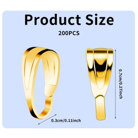 200 Pcs Pinch Bail for Jewelry Making, Pinch Bails for Pendants Necklace Pendant Clasps Connectors Pinch Clip for for Necklace Dangle Charm DIY Craft Making, Gold, 3x7x2.7mm
