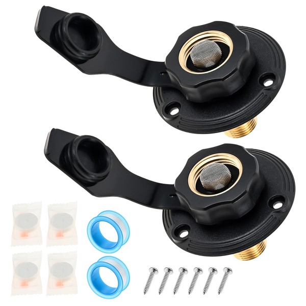Mgoodoo 2Pcs RV City Water Inlet with Check Valve，RV Water