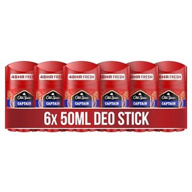Old Spice Captain Deo Stick für Männer, 6x50ml, 48H Frische, langanhaltender Duft in Parfümqualität, 0% Aluminiumsalze, keine Flecken auf Schwarz & Weiss, hergestellt aus 50% recyceltem Plastik