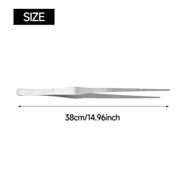 Joyangy 1-Pack 15" Stainless Steel Tweezers, Precision Serrated Straight Tip for Aquarium/Garden/Kitchen (Non-Slip)
