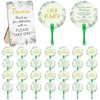 30 Pcs Baby Shower Plastic Hand Fans Bulk with 1 Table Sign Glitter OH Baby Round Plastic Fans for Baby Shower Guests Double Sided Handheld Fans Set Baby Shower Party Favors for Guests