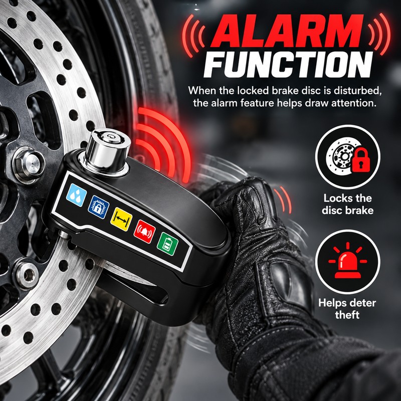 Alarm Disc Brake Lock for Motorcycles & Bicycles – Waterproof
