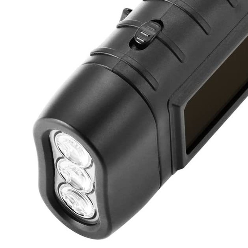 LED Portable Flashlight Multifunction Solar Charging Manual Power Generation Torch