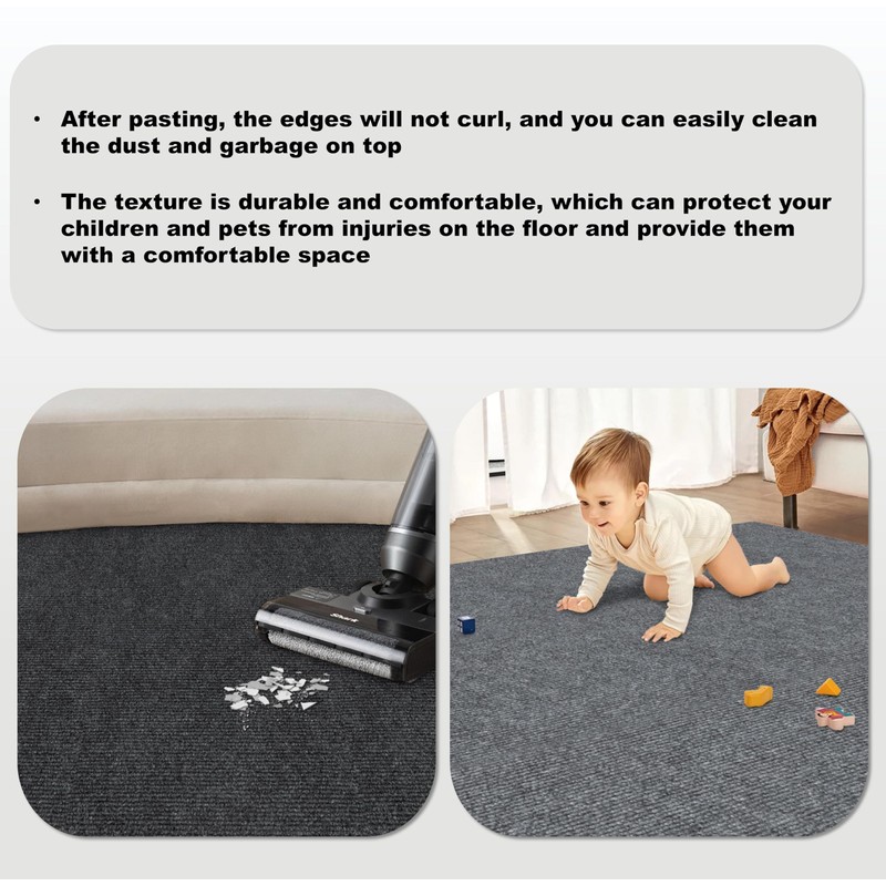 Alow 25pcs Carpet Tiles Peel and Stick,12" x 12" Carpet