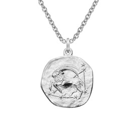 trendor Capricorn Zodiac Sign with Necklace 925 Silver Diameter 16 mm Zodiac Sign Pendant Sterling Silver for Women, Men or Children, 08441-01, Sterling Silver