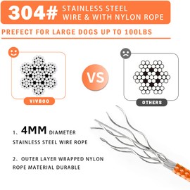 VIVBOO Dog Tie Out Cable 10ft/15ft/20ft/30ft Dog Leash for Training with Swivel Hook Green/Blue/Purple Reflective Dog Chains for Outside for Small to Medium Dogs Up to 100lbs Dog