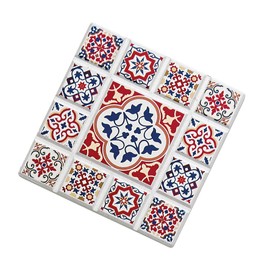 Zassenhaus Coasters Oriental Design Flower Ceramic with Non-Slip Cork Base 16 x 16 x 1 cm 057652 Red