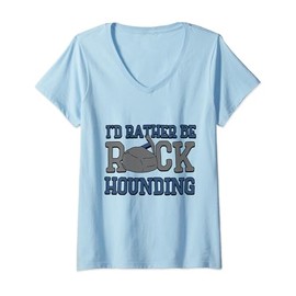 Womens Geologist Geology - I'd rather be rock hounding V-Neck T-Shirt