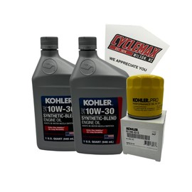 Cyclemax 10W-30 Semi Synthetic Engine Oil Change Kit fits Kohler Lawnmower Engines