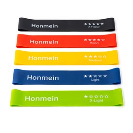 Honmein Resistance Bands for Working Out, Exercise Bands with 5 Resistance Levels Fit for Home Fitness, Strength Training, Natural Latex Resistance Band Include Instruction Guide and Carry Bag
