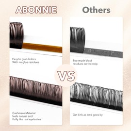 ABONNIE Brown Lash Extensions, 0.07 D Curl, 12mm Classic Lash Trays