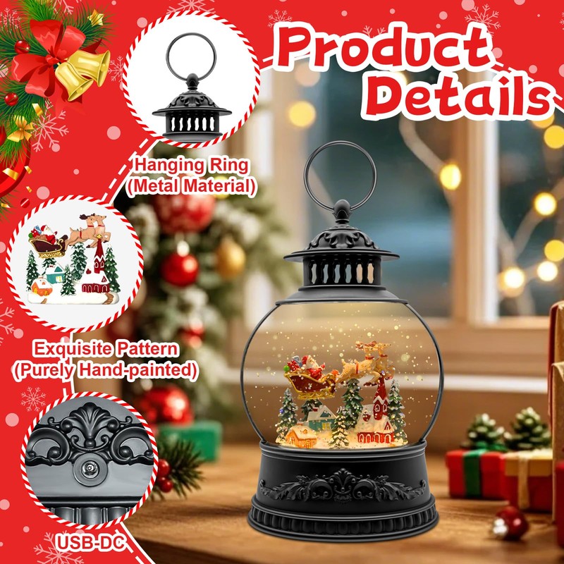 Christmas Snow Globes, Light Up Snow Globe with 6H Music