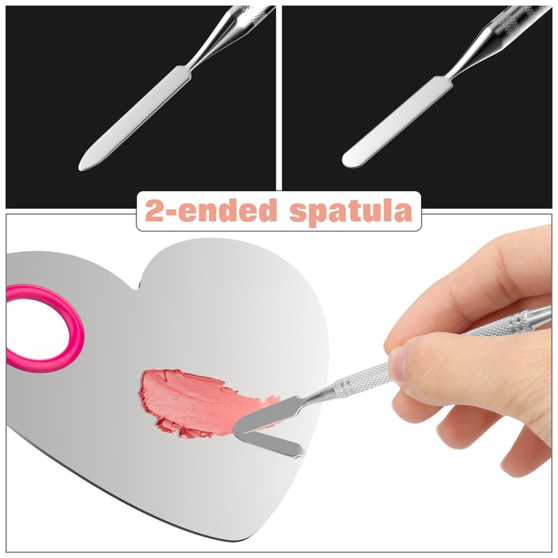 Makeup Mixing Palette, Stainless Steel, 2 PCS, Silver