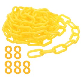 PATIKIL Plastic Chain Links, 10 Feet Safety Chains, Yellow Plastic Chains for Barriers, Crowd Control, Queue Lines, Parking, Fences, Gate, Concerts, and Decoration