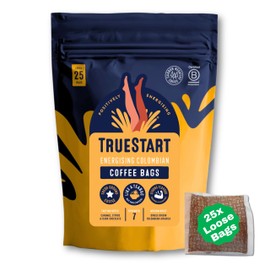 Truestart Loose Coffee Bags, Energising Colombian Arabica, Quick Brew, Biodegradable Bags in Recyclable Pouch (Pack of 1, Total of 25 Coffee Bags)