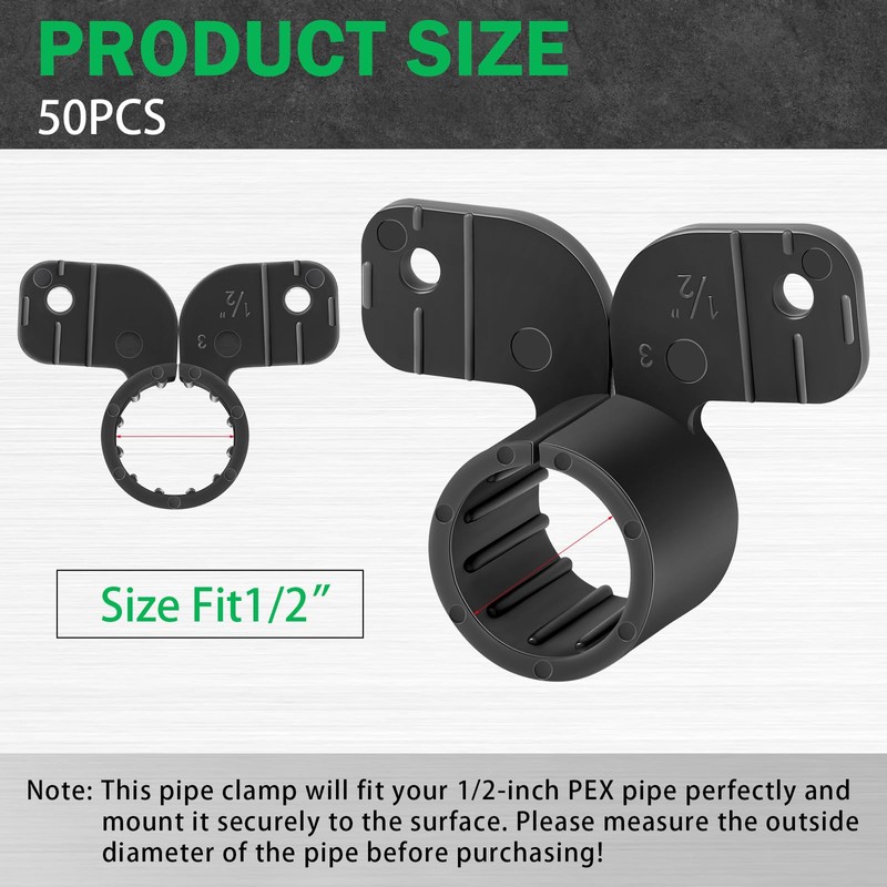 Briwooody 50 Pack 1/2 Inch Pex Suspension Pipe Clamps Tubing