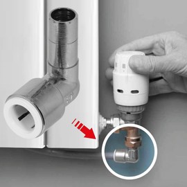 SPARES2GO 15mm x 15mm Push Fit Radiator Valve Chrome Reducing Elbow Stem Compression (Pack of 2)