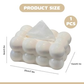 Tissue Box Covers White Creative Bubble Tissue Box 20 x 13 x 9 cm Tissue Box Holder Rectangle Decorative Tissue Storage Organiser Car Tissue Holder for Car Bathroom Party Home Office