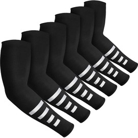 Mangas de Protección UV, 6 Pares Mangas para Brazos (Negro), Mangas de Brazo Seda de Hielo, Manga Protectora para Brazo para Hombres y Mujeres, para Golf,Ciclismo,Correr,Conducir,Pescar,Aire libre
