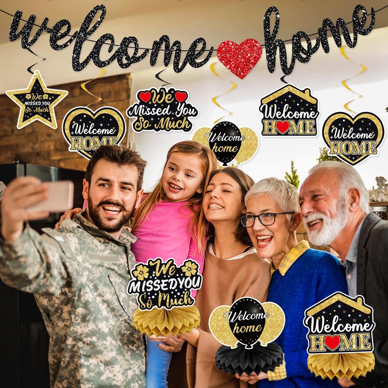 Welcome Home Decorations | Pre-Strung Glitter Welcome Home Banner and