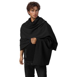 Mens Hooded Shawl Scarf Medieval Shaman Cloak Cowl Post Apocalypitc Cape Unisex Cosplay Costume(Black)