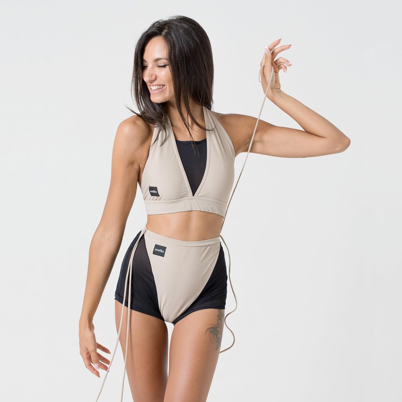 Invertika Women's Pole Dance Sports Suit with Mesh and Adjustable