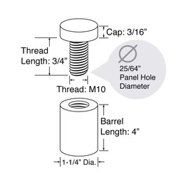 Stainless Steel Standoff 1-1/4 Inch Diameter x 4 Inch Barrel Length Brushed Finish for PVC, Glass and Acrylic Sign Stand Off Wall Anchors and Screws 2 Piece Small Sign Pack