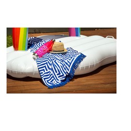 Rectangular Towel with Tassle Blue Beach Bath Summer Holiday Beach Quick Drying