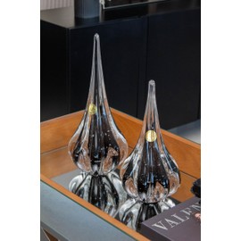 Cristais Labone Hand-Blown Glass Large Drop Black, Fenix Model, Murano-Style, Hand-Blown, Decorative Glass Centerpiece, Home Decor, Table Centerpiece, Wedding, Office, 13.78" Tall