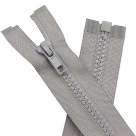 YaHoGa - 2 cremalleras separadoras de 45,7 cm para coser abrigos, chamarra con cierre, cierre de plástico moldeado gris a granel (18 pulgadas gris)
