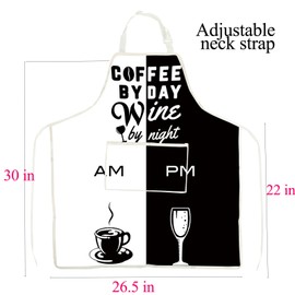 ENSIANTH Coffee Wine Lover Apron with Pockets Barista Gift Wine Apron with Pockets, Wine & Coffee Apron