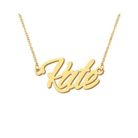 18k Gold Plated Kate Name Necklace Initial Pendant Charm Stainless Steel Jewelry for Womens Moms