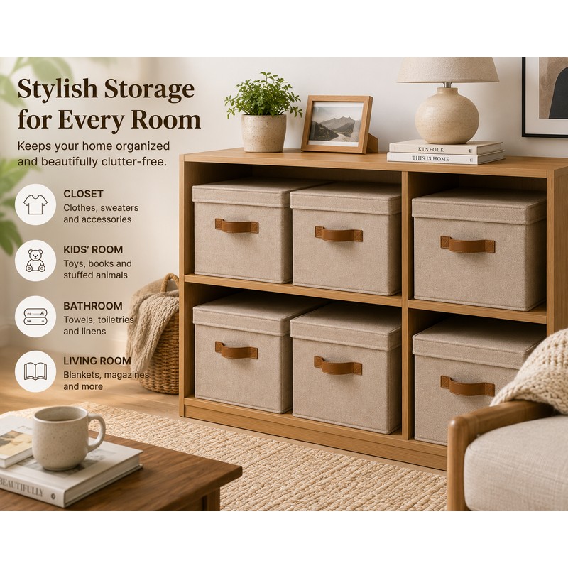 Stackable Storage Bins with Lids, 3-Pack, Stackable Closet Organizer, Sturdy