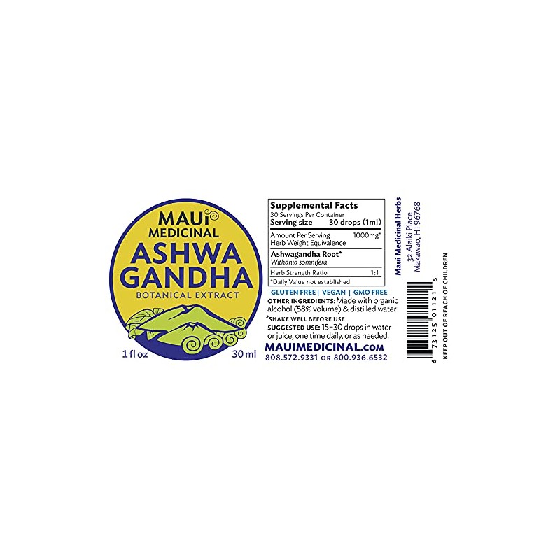 Ashwagandha Root Extract 1oz. - Mauifarmacy Grown USA