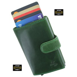 VISCONTI Leather Fireblade Ejector Card Wallet RFID Blocking VSL59 Green Hues