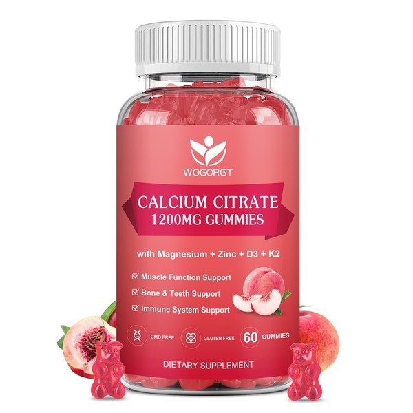 Calcium Citrate 1200mg Gummies with Vitamin D3 K2 - Chewable