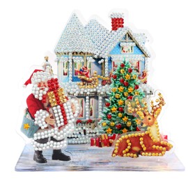 5D Diamond Painting Kits Table Decoration Christmas Tree Santa Reindeer Home Desk Decor Diamond Rhinestone Painting Making Decorative Kits Winter DIY Crafts for Christmas Holiday Party