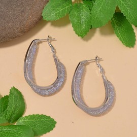 White Crystal Silvertone Inside Out Hoops Hoop Earrings for Women Jewelry Birthday Gifts