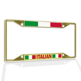 Metal Insert License Plate Frame Italian Italy Weatherproof Car Accessories Gold 4 Holes Solid Insert