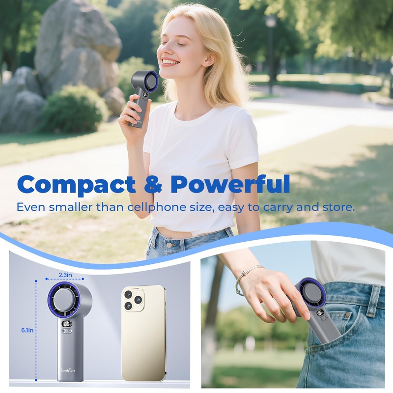 HandFan 5200mAh High Speed Handheld Turbo Fan, 13000 RPM Powerful