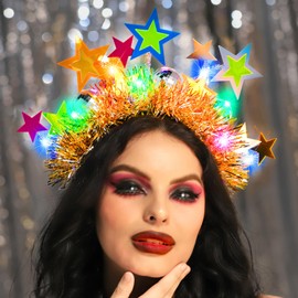 Fashband Light Up Star Headband LED Glitter Colorful Headpiece Sparking Hair Accessories for Women