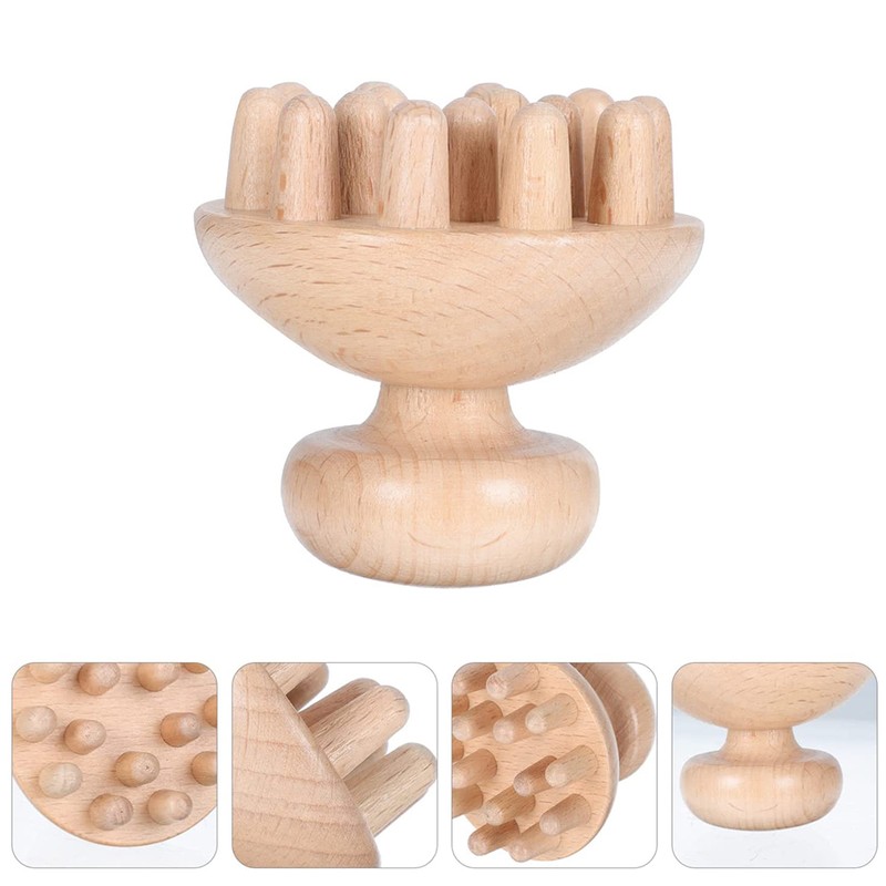 Wooden Massage Brush Mushroom Shaped Hairbrush for Scalp Relax Scalp
