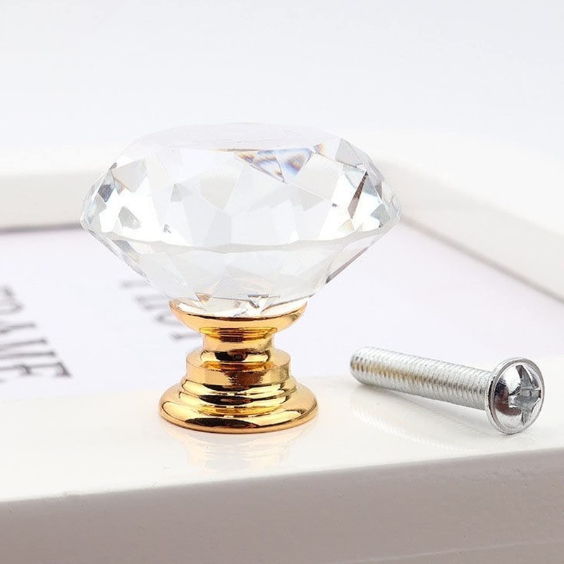 Yesmin Crystal Door Knobs,4 Pcs 30MM Crystal Drawer Carbinet Door