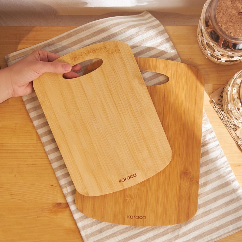 Karaca Defne Bamboo Chopping Board Set - 2-Piece Wooden Cutting