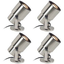 Pro Track 8" High Staccato Set of 4 Uplighting Indoor Accent Spot-Lights Adjustable Plug-in Directional Wall Mount Floor Plant Home Decorative Art Desk Picture Table Brushed Nickel Finish