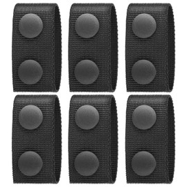 6 Pcs Tactical Nylon Duty Belt Keepers with Double Snaps, Fits 2" to 2.25" Wide Belts, Police Military Belt Accessories, Black